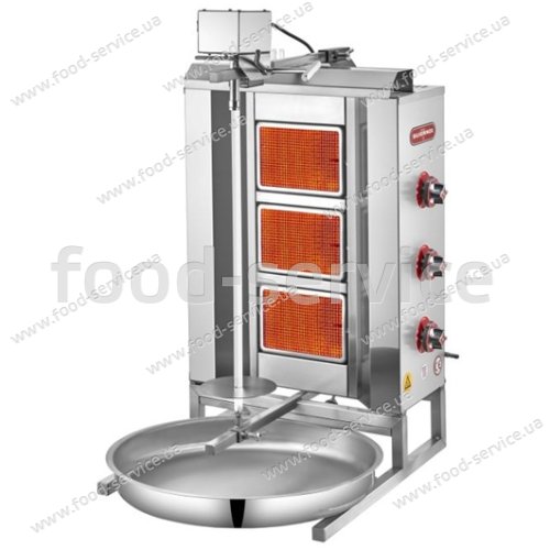 Аппарат для шаурмы Silver 2165 U3 LPG 3 конфорки верхний мотор